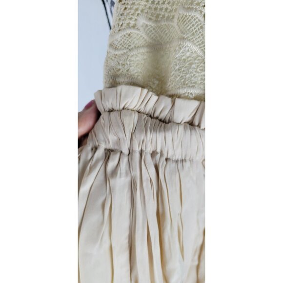 Moon River S Boho Halter Crochet Lace Linen Halter Neck  Backless Dress Beige - Picture 5 of 10